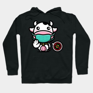 Cute Anti-Covid Cow With Quarantine Mouthguard Hoodie